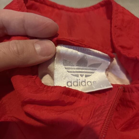 90s 80s Vintage Mens L ADIDAS ORIGINALS Nylon Red Running Track Jacket - Picture 9 of 16